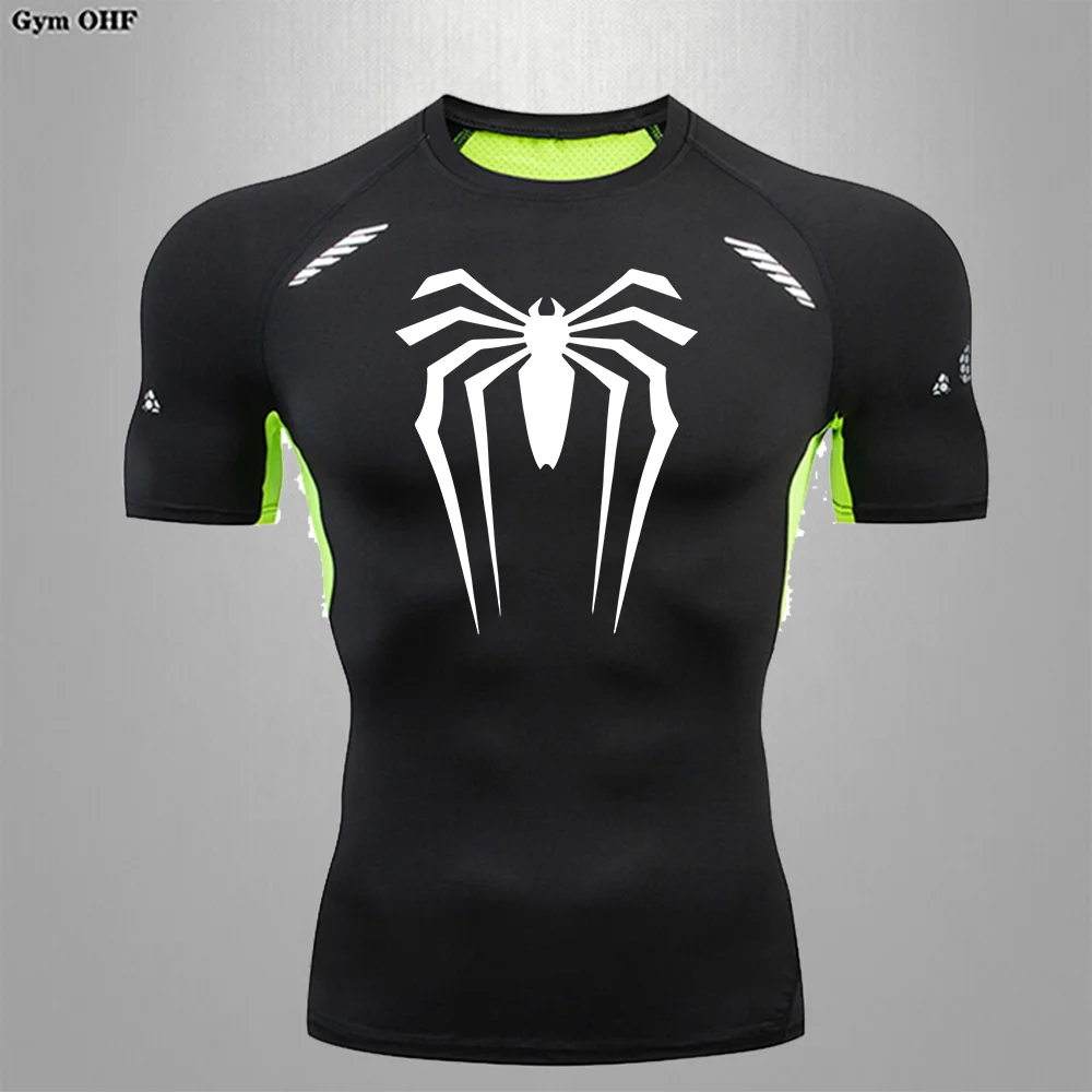 Gym Workout Undershirts Rash Guard Athletic Quick Dry Tshirts Tees Tops  Baselayers Spider Graphic Compression Shirts for Men