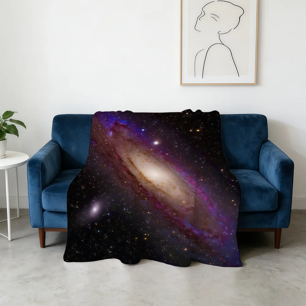 Milky Way Starry Sky Cool Blanket Flannel Warm Soft Throw Blanket For Room Sofa Childish Birthday Gifts