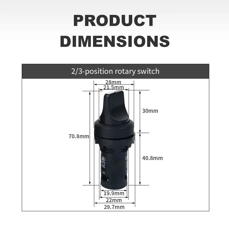 22mm EB2 Rotary Switch Selector On Off 2 / 3 position Self-Locked Latching Rotating Switches Knob Power Start Stop 5A 300V