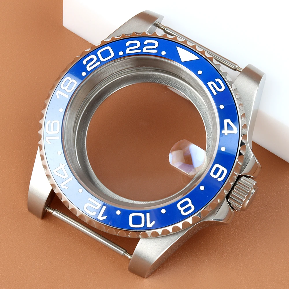 

40mm 100m Waterproof NH34 NH35 NH36 Watch Case Accessories for GMT NH38 Movement Sapphire glass Stainless Steel Silver Case