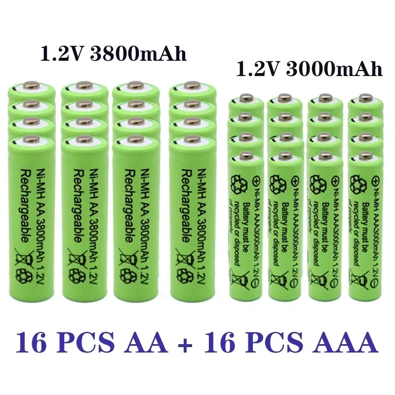 Batterie aste, 1,2 V, AA, 3800mAh, NI-laissée, Akkus, AAA, 3000 mAh