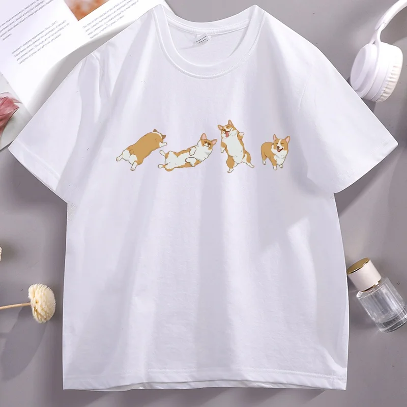 Cute Corgi Tshirt Unisex Tee Shirt Aesthetic T Shirts Dog Lover T-Shirt Funny Mothers Fathers Day Gift Dad Tee Clothing Tops