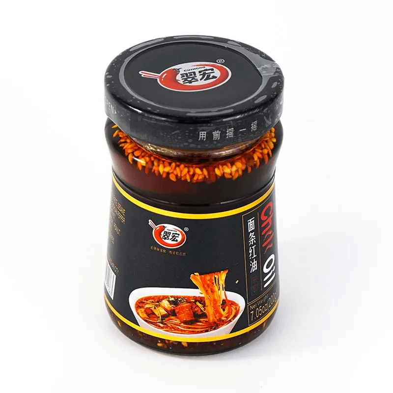 Sauce chili chaude rouge CuiHong, huile de chili épicée avec graines de sésame, huile de chili pour nouilles 7,06 oz (200 g) * 1 paquet