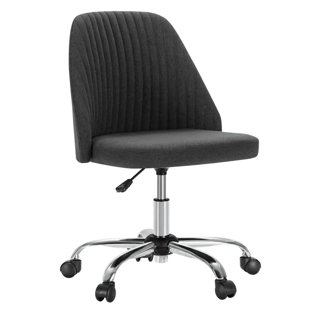 

Кресло для домашнего офиса OLIXIS, регулируемое поворотное рабочее кресло со средней спинкой, без подлокотников, из ткани саржевого плетения, для небольших помещений, гостиной, макияжа, учебы