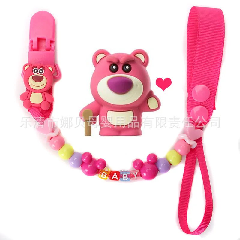 Disney Anime Baby Pacifier Hole Clip Chain Figures Toys Anti-lost Chain Stitch Mickey Mouse Baby Silicone Belt Newborn gifts