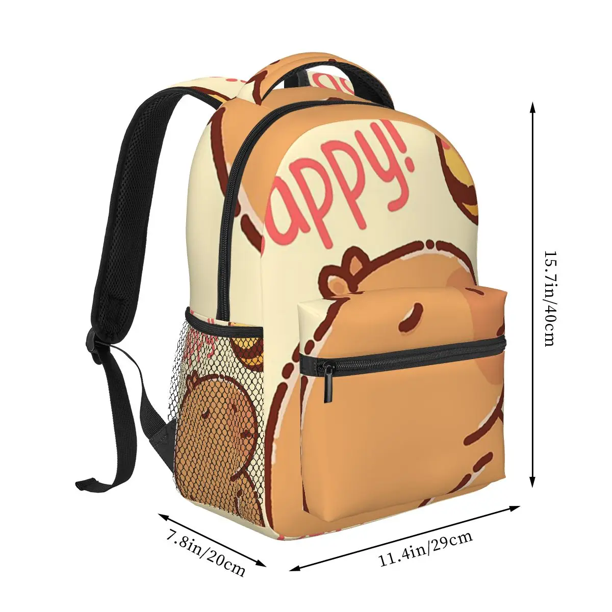 Bee And Capybara Bee Cappy Student Backpack School Bag Hiking Travel Daypack for Boys Girls Fashion Bookbag Shoulder Bags