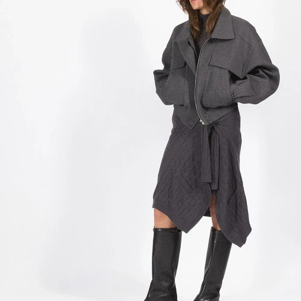 معطف شتوي من الصوف لعام 2025 جاكيت من الفرو الحقيقي سترات صوفية للنساء بسحاب معطف نسائي ملابس الخريف ملابس خارجية معطف فرو الراكون #5