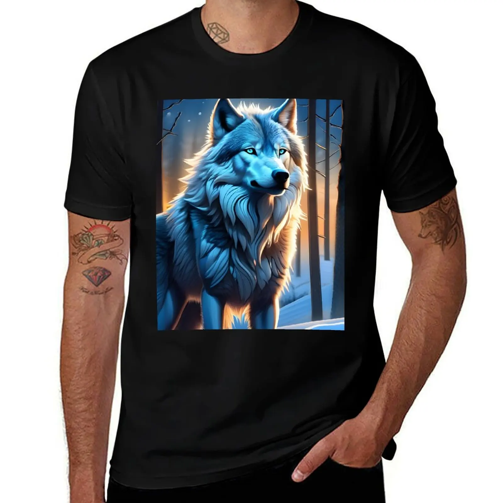 Winter Wolf's Lonely Solitude T-Shirt Basic Comfort Fit for Men T-Shirt