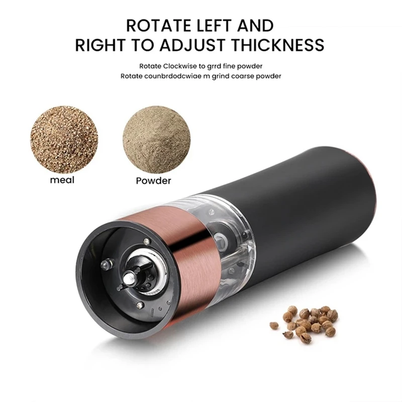 2Pcs Automatic Salt Pepper Grinder Electric Spice Mill Battery Powered Adjustable Coarseness Pepper Mill Kitchen