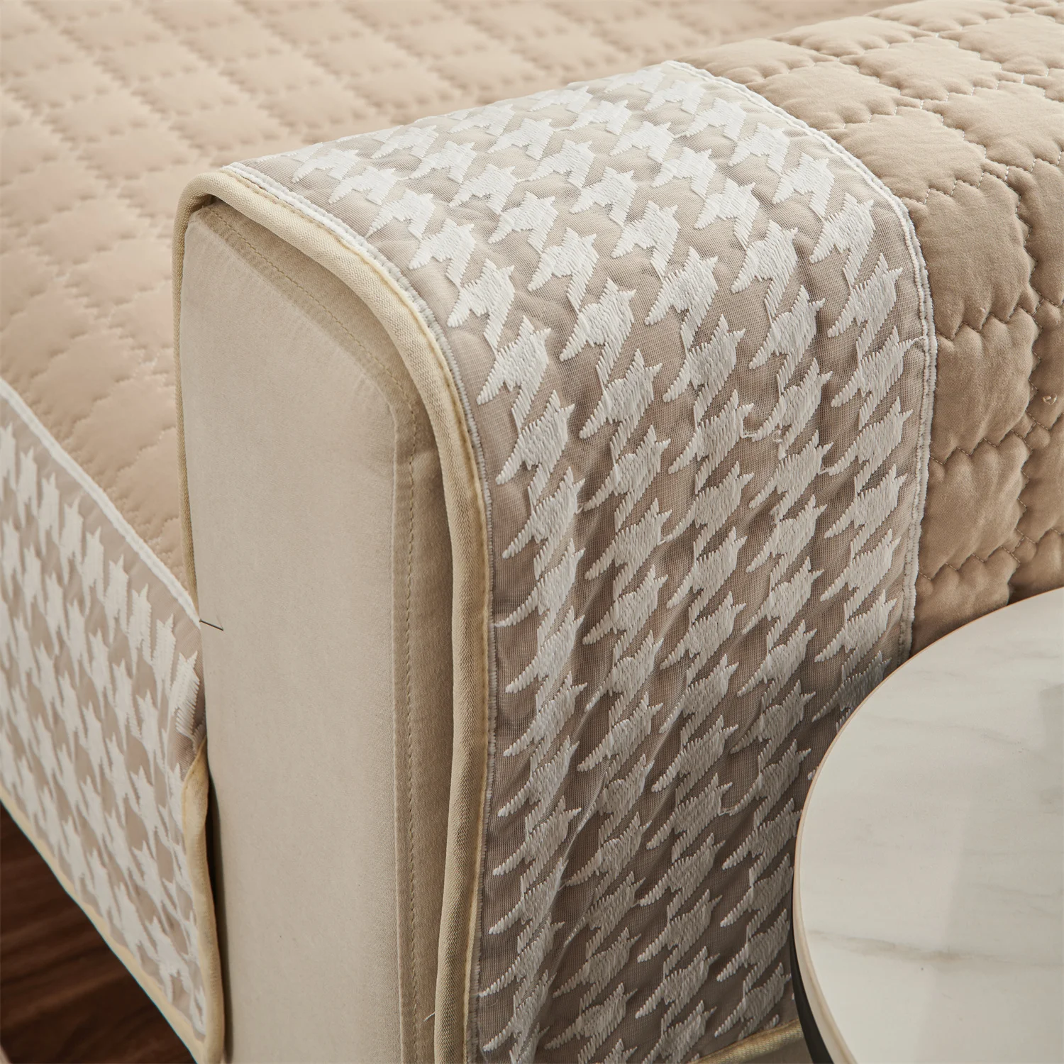 Hahnentritt-Spitze, Dekor, Quilten, Sofa-Kissenbezug, rutschfeste Sofa-Schonbezüge für Wohnzimmer, Couch, Sitzbezüge, haustierfreundlich – Detail 5