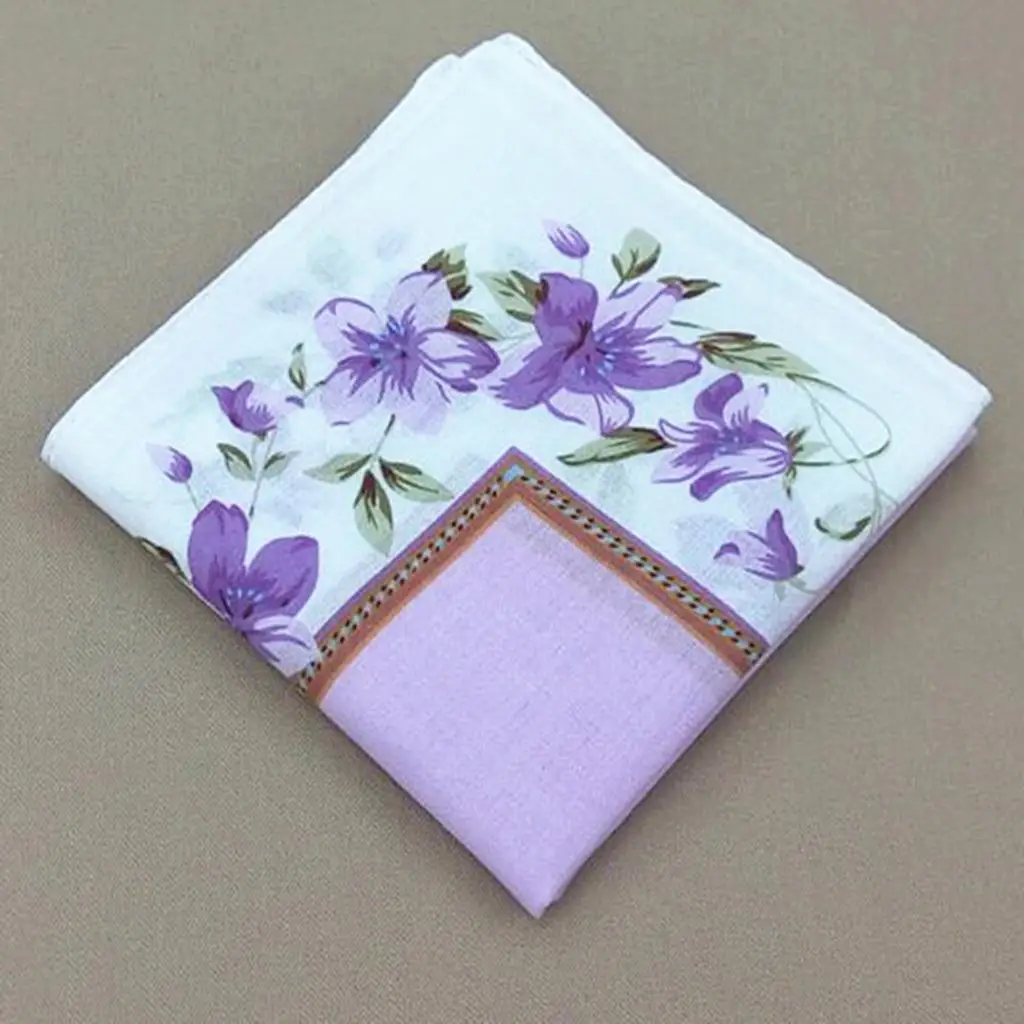 12Set Cotton Floral Print Handkerchiefs Pocket Hanky Hankie Kerchiefs Towel