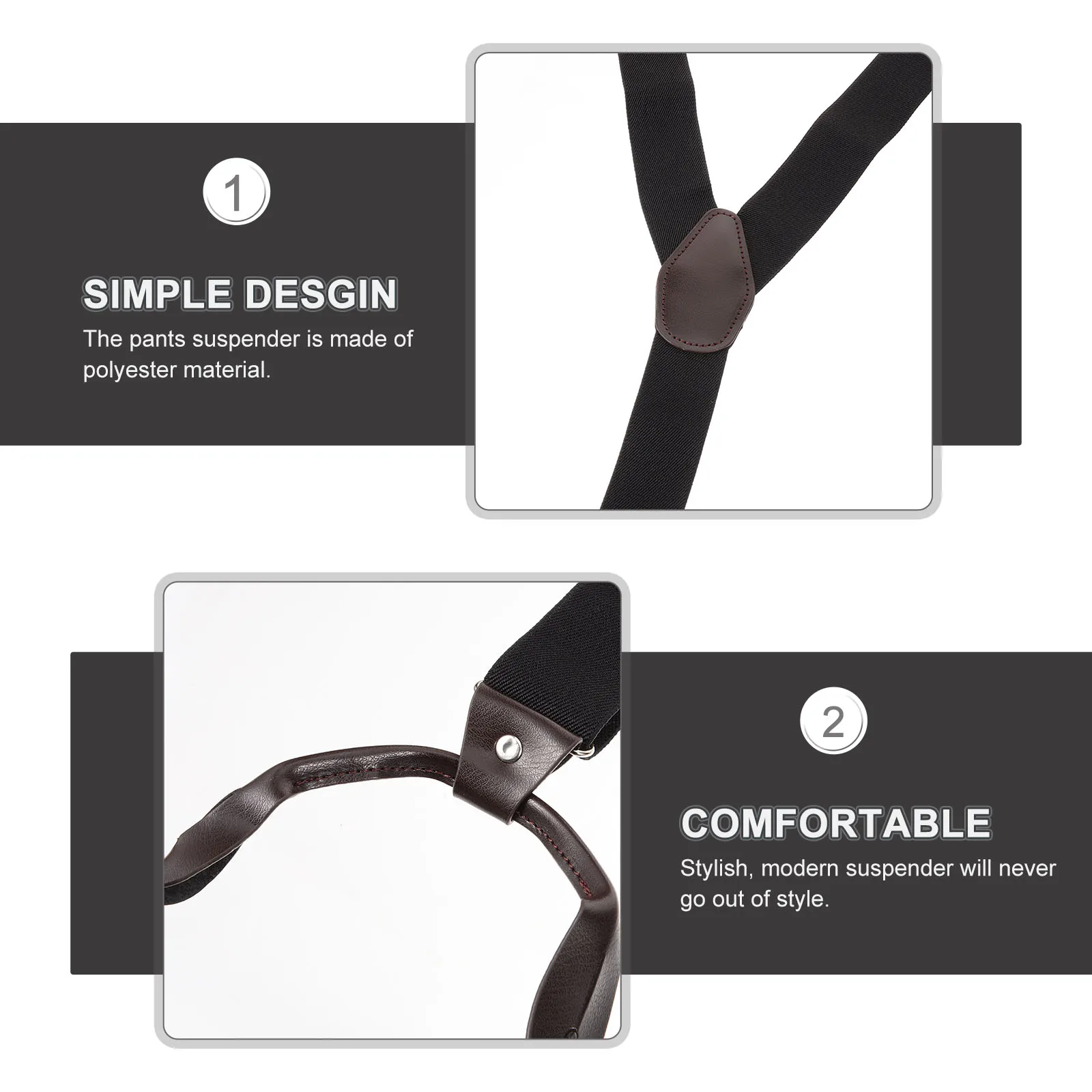 

Mens Suspenders Black Braces for Trousers Elastic Adjustable Polyester Pants Suspender Gifts Men Party Daily Use