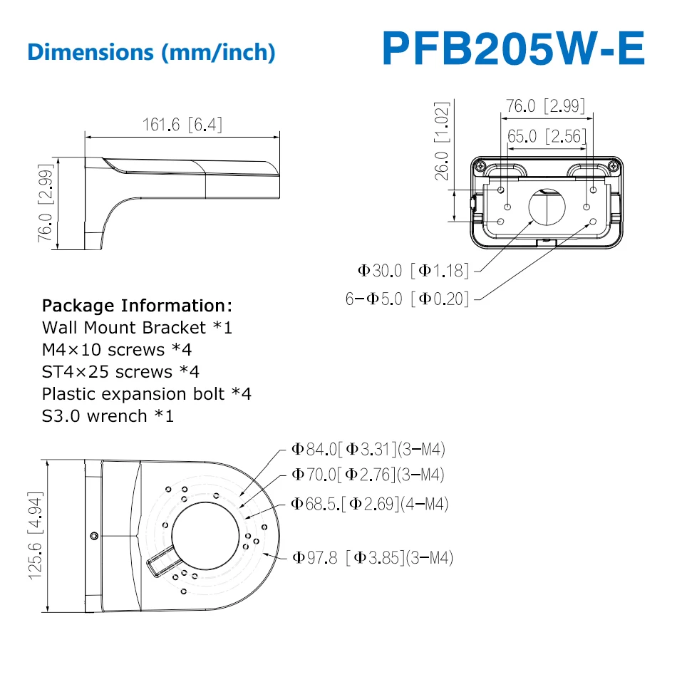 Imagem -05 - Dahua-suporte de Parede para Câmeras ip Suporte Impermeável Material de Liga de Alumínio Custo-benefício Pfb203w Pfb204w Pfb205w-e