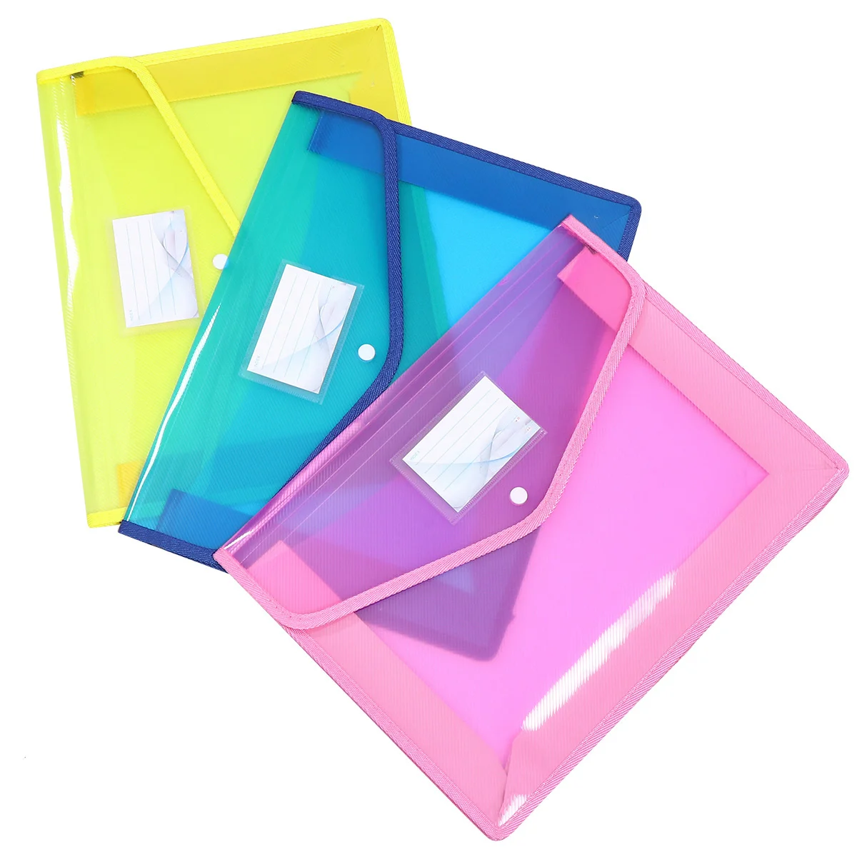 Pasta de documentos transparente a4, 3 peças, à prova d'água, fecho de botão de pvc, organizador de arquivos de escritório, armazenamento de documentos para negócios