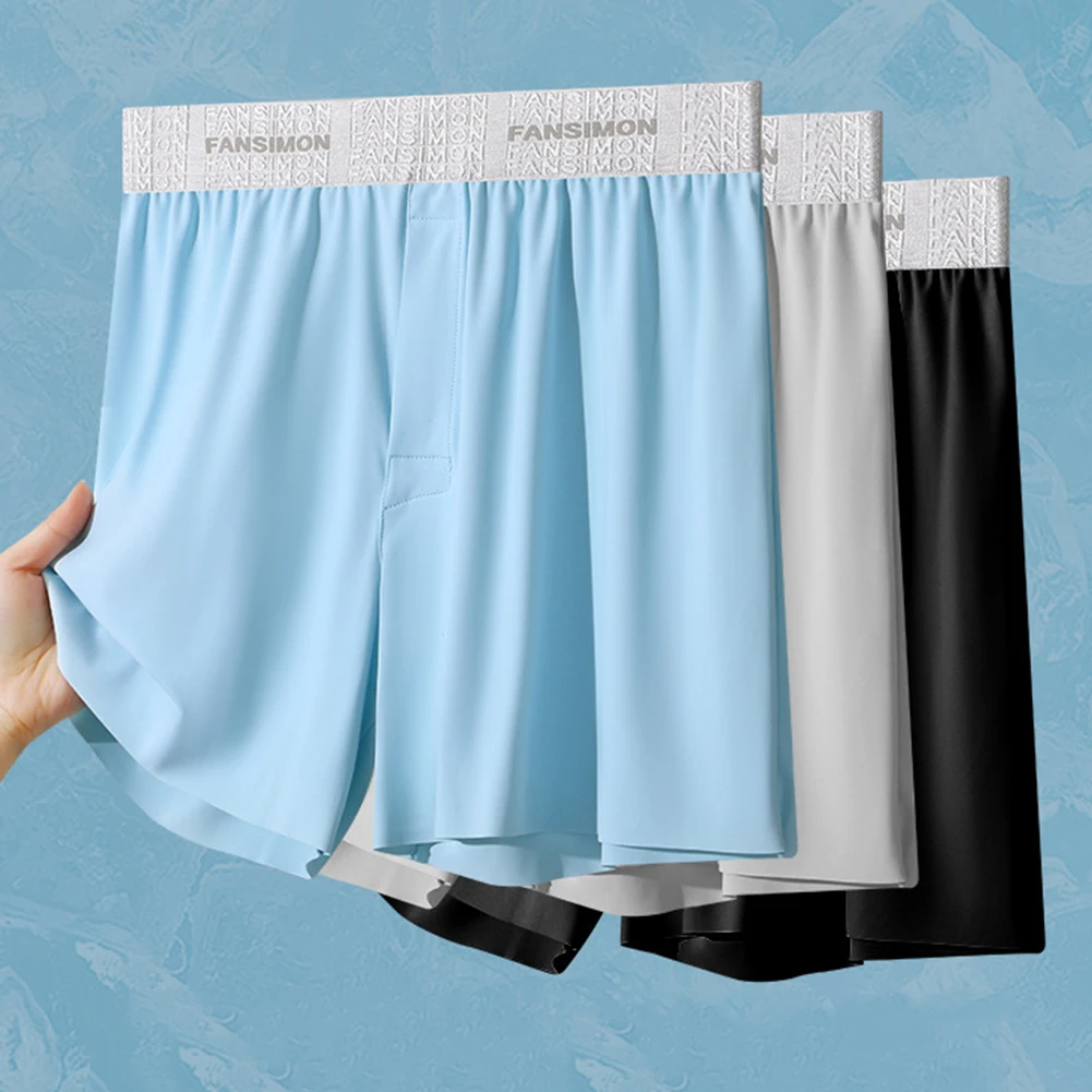 

1pc Ice Silk Men Shorts Boxers Skin Friendly Soft Middle Waist Panties Man Sports Underwear Quick Drying