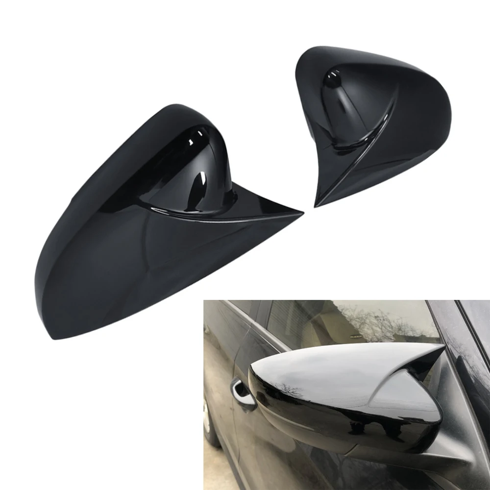 2Pcs Side Rearview Wing Mirror Cover Trims with Double-sided Tape Fit for VW POLO 6C 2014 2015 2016 2017