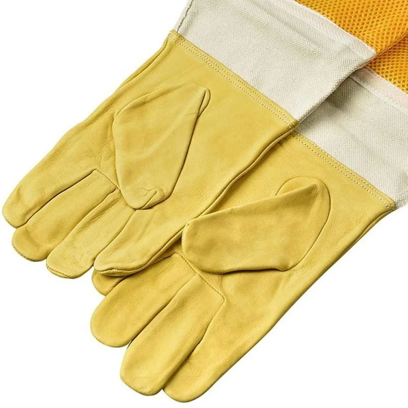 Beekeeper Protective Gloves Anti Bee Breathable Goatskin Yellow Gloves Beekeeping Protective Tools 1 Pair