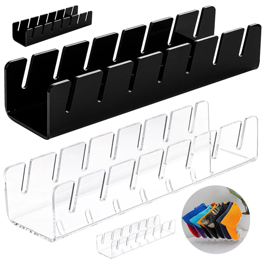 2 pçs boné de beisebol expositor contém 7 bonés chapéu de beisebol suporte organizador rack sem instalar suporte de chapéu acrílico para armazenamento de boné