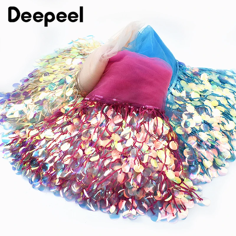 

3Yards 17cm Sequins Beaded Fringes Tassel Lace Trim for Dresses Clothes Decorative Trimmings Laces Fringe Sewing Accessories