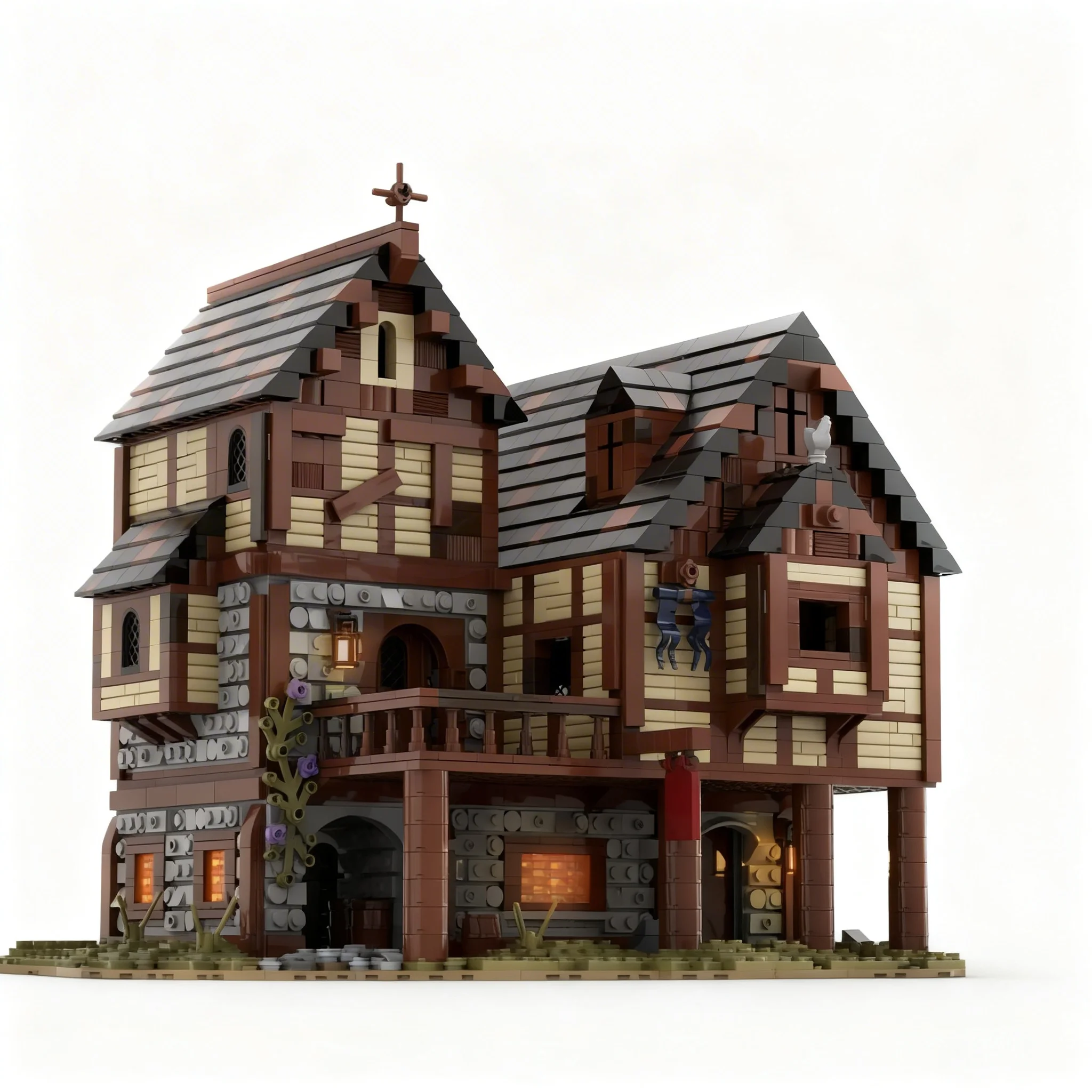 3130pcs MOC Medieval Tavern House Castle Fortress Model Building Blocks Advanced Build Pack Premium Detailed Challenge Toy Gift