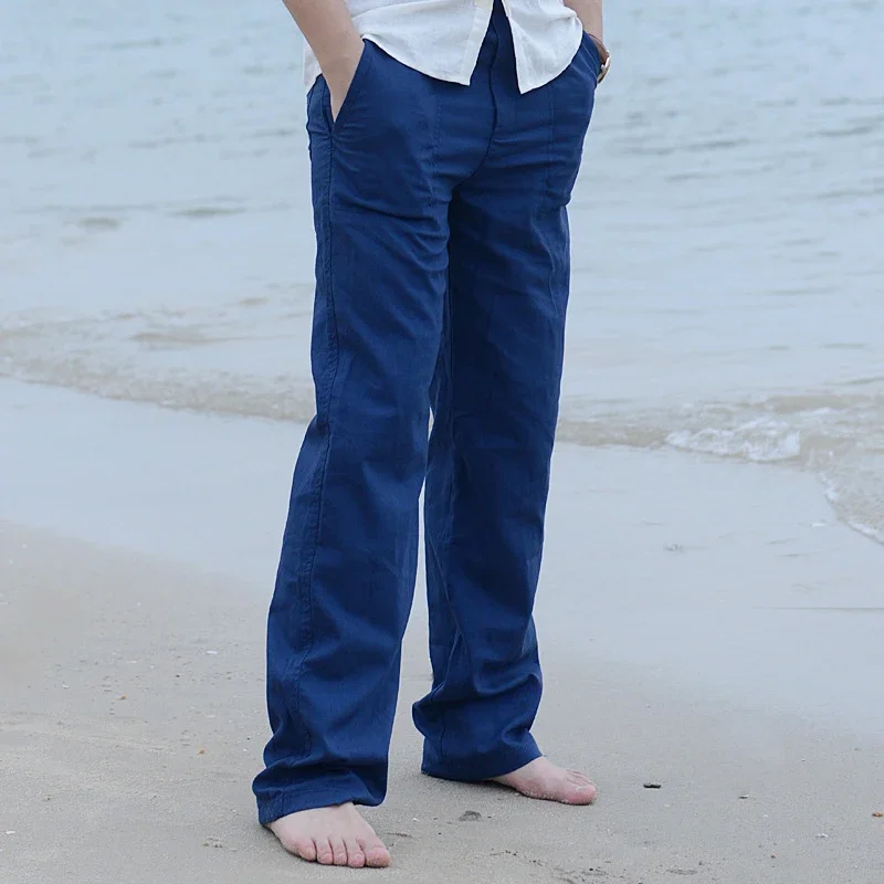 

Men's Casual Pants Baggy Streetwear Men Joggers Cotton Linen Sports Trousers Long Straight Pants for Men