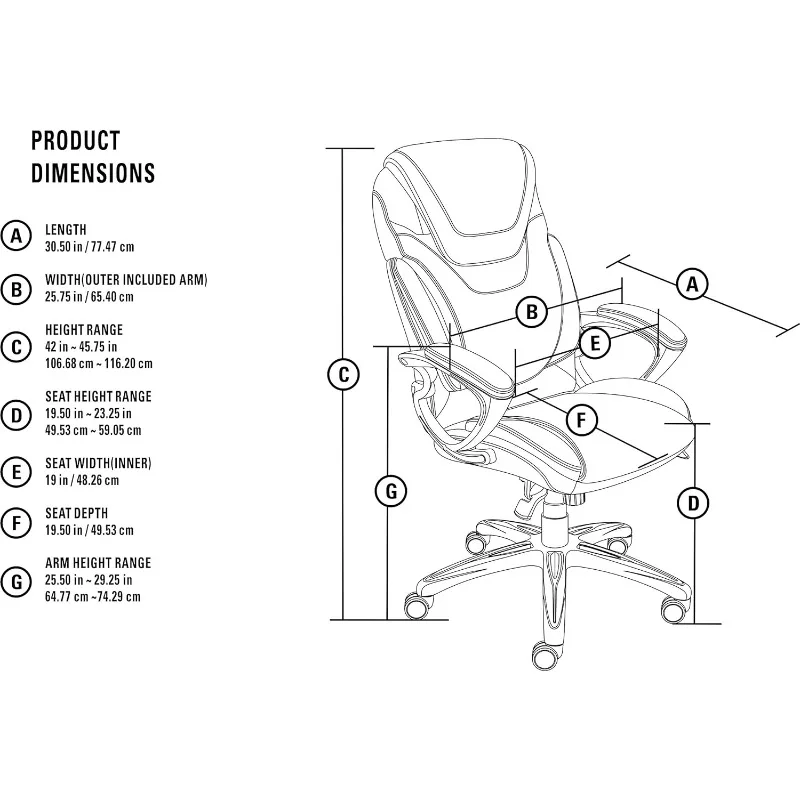 Serta AIR Health and Wellness Executive Office Chair High Back Ergonomic for Lumbar Support Task Swivel