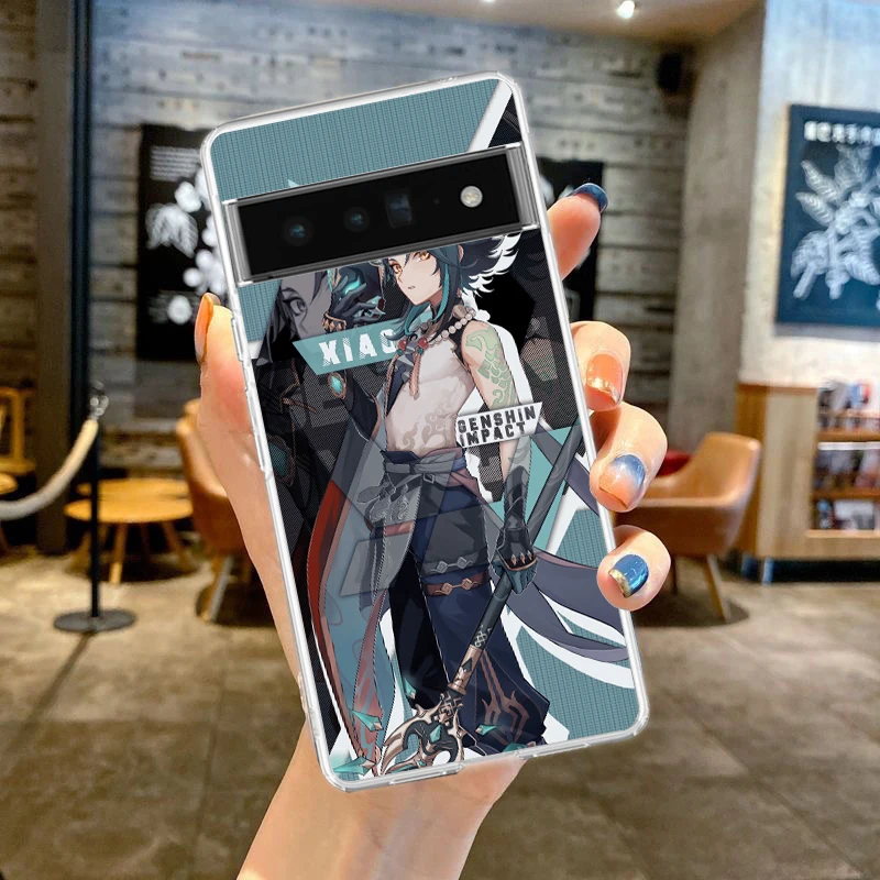 Genshin Impact Anime Phone Case Cover for Google Pixel 8 7 6 5 4 4XL Shockproof Soft 7A 6A 5A 4A 3A 3AXLPro 5G Transparent Shell