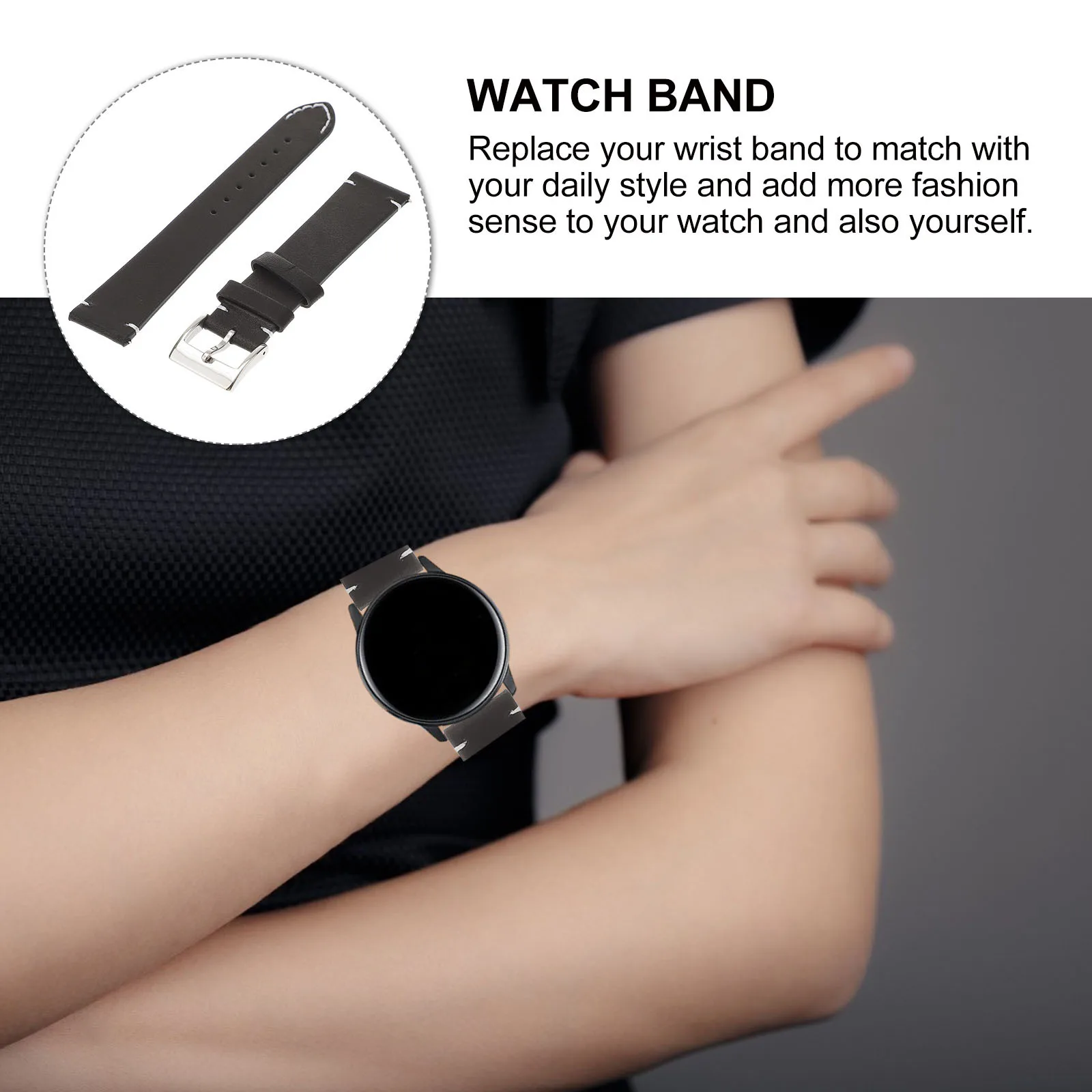 

Cowhide Watch Strap Vintage Adjustable Comfortable Watchband Replacement for Business Exercise Daily Life Wrist Watch Belt
