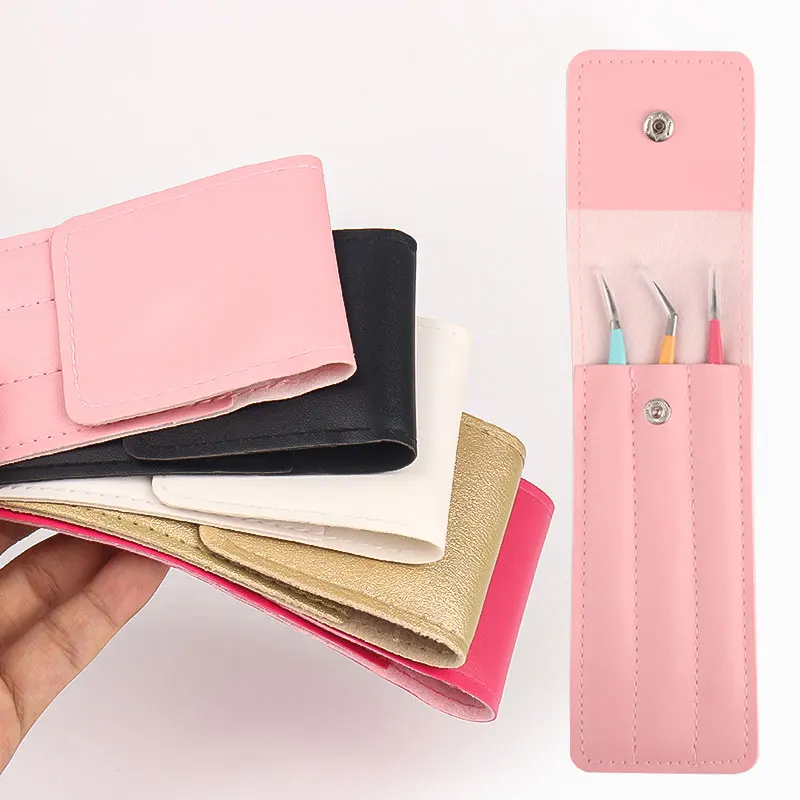 الملقط حافظة جلدية جمع رمش تمديد الملقط حامل تخزين المهنية المحمولة سلامة حقيبة التخزين أدوات ماكياج