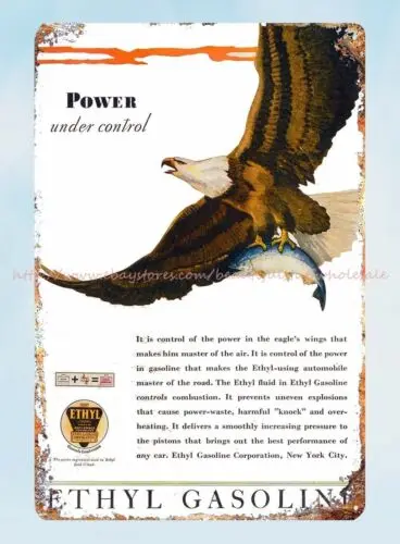 1931 Power under control Ethyl Gasoline metal tin sign home and decor