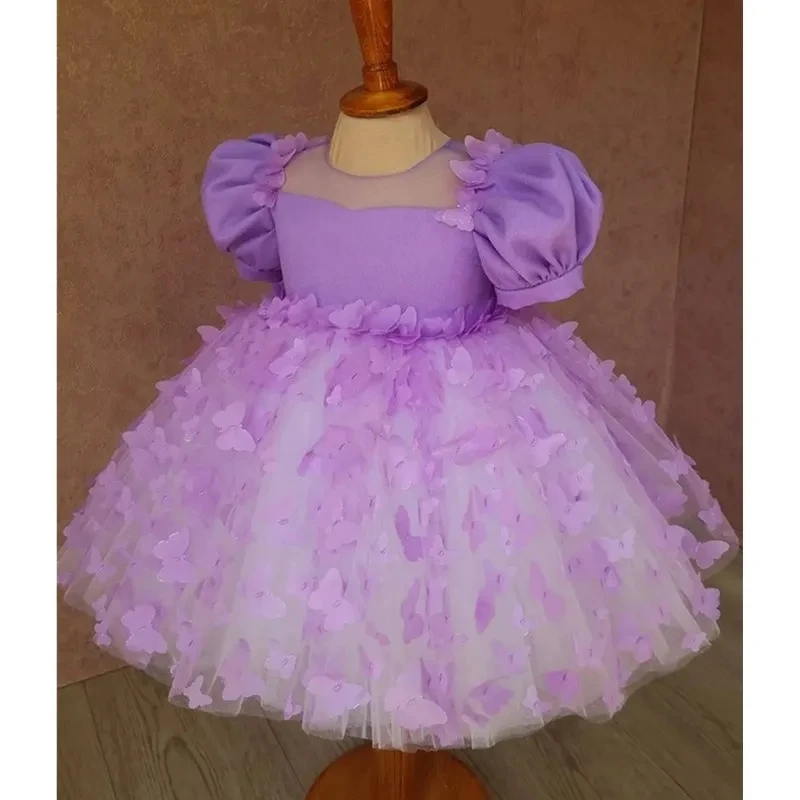 Mode Baby Meisje Prinses Vlinder Tutu Jurk Poff Mouw Kind Tule Vestido Verkiezing Feest Verjaardag Baby Kleding 1-12y