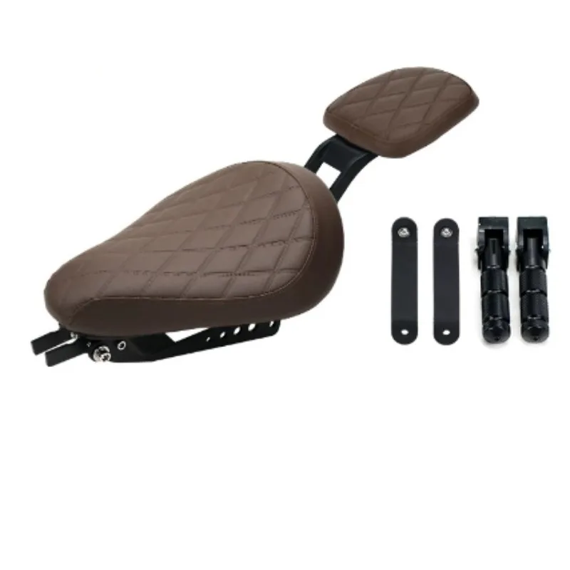 Motorbike Folding Passenger Seat Assembly, Cushion with Foot Peg Kit, Heavy‑duty Bracket for Motorcycle Modification Parts