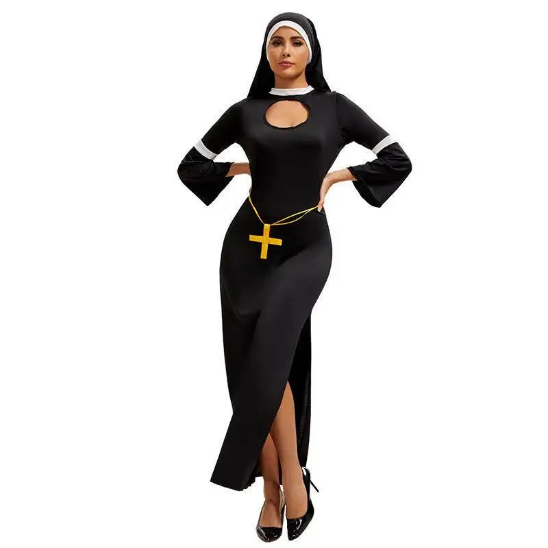 

MXL Nun Costume Halloween Cosplay Uniform Women's Religious Outfit Stage Performance Traditional Chinese Ethnic Costume