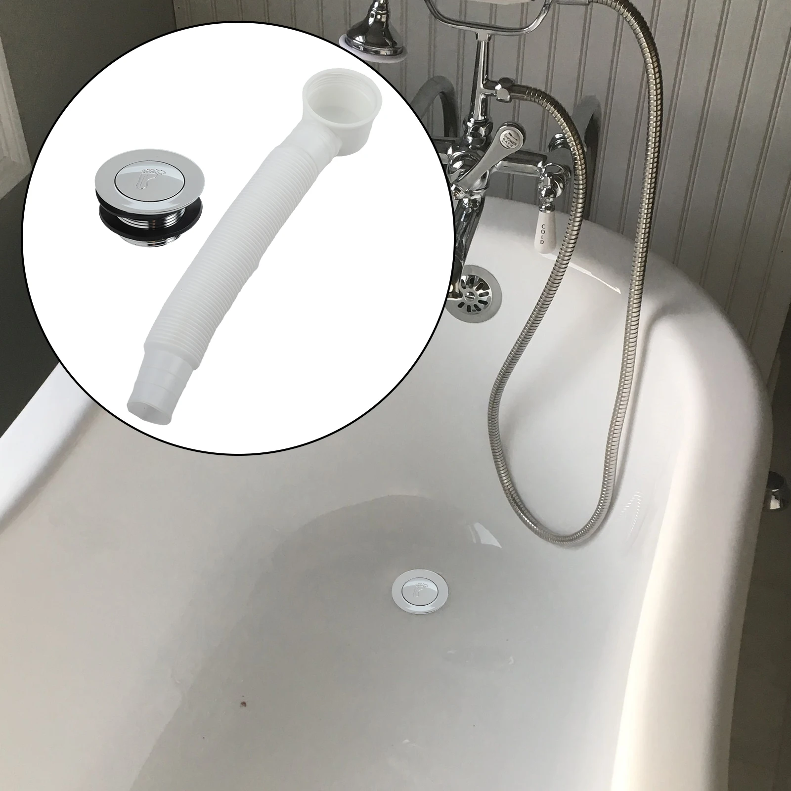 

Bathroom Shower Tub Waste Drain with Up Floor Drain Made from Alloy Brass Plastic Multi Layer Finish Smooth Push Button Seal