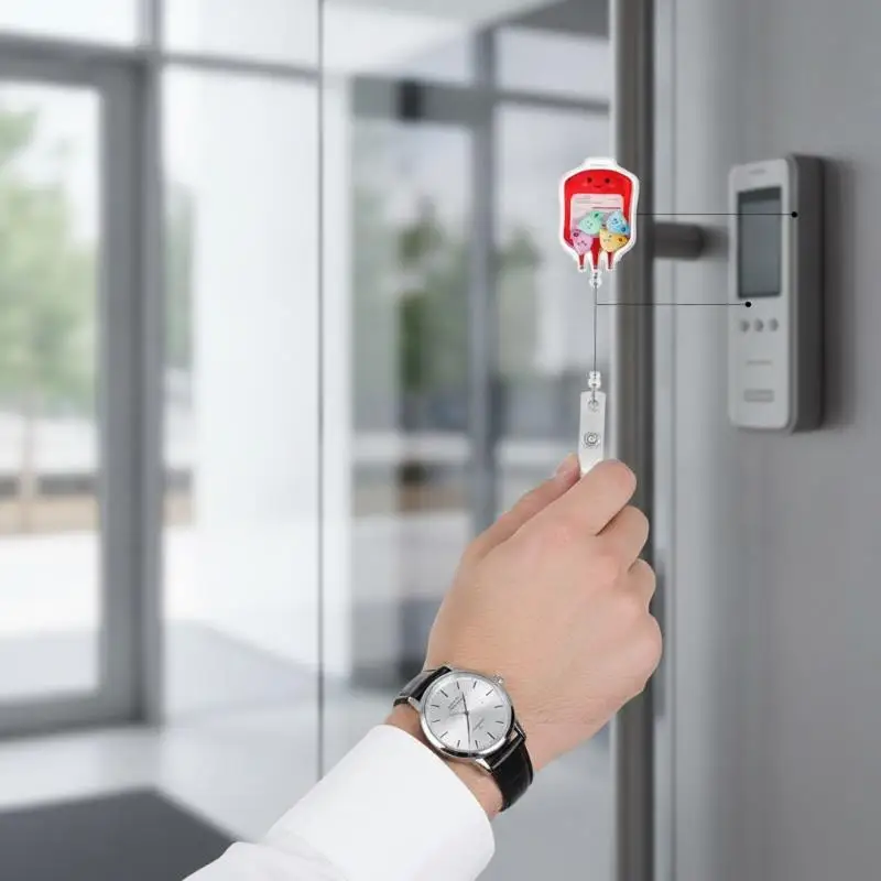 1Pcs Cartoon Medical Retractable Badge Reel 360 Rotating Acrylic Shaker ID Holder for Nurses Daily Work Use
