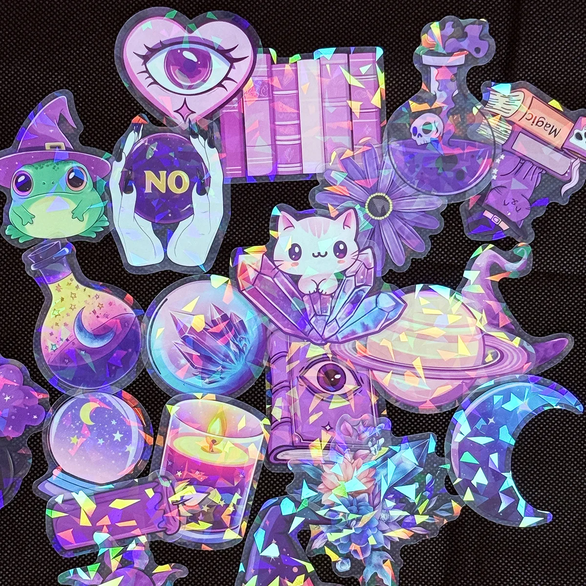 50/100 قطعة شفافة PET الليزر القوطية الساحرة ملصقات الهاتف اللوحي ملصقات الإبداعية دفتر القرطاسية الأطفال مكافأة ديكور #4