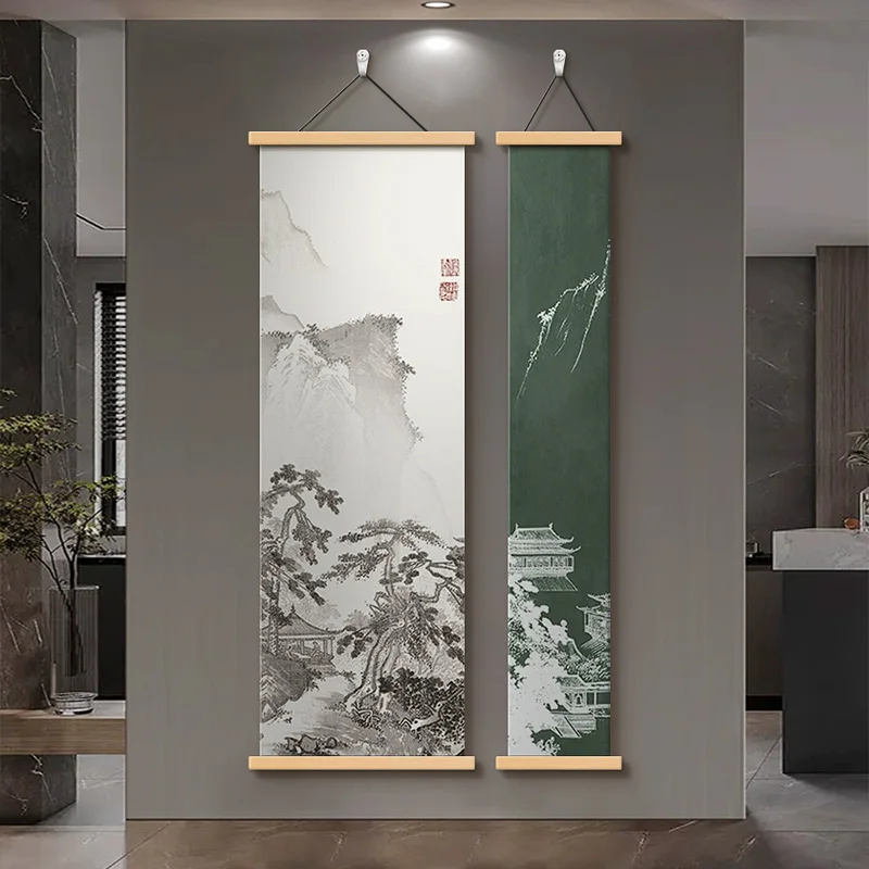 dry rock garden Ink Wash karesansui Wall Art, Zen Room Decor Aesthetic Painting for Entryway Living Room Corridor hang picture