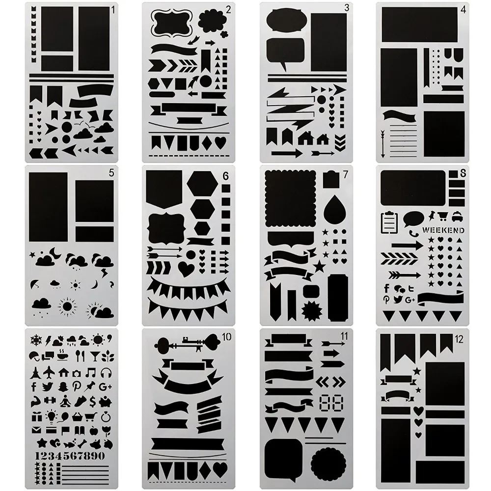 

3pcs Dot Grid Design Handmade Flexible Record Template DIY Scrapbook Journal Rectangle Stencils Drafting Tools Stencil Ruler Set