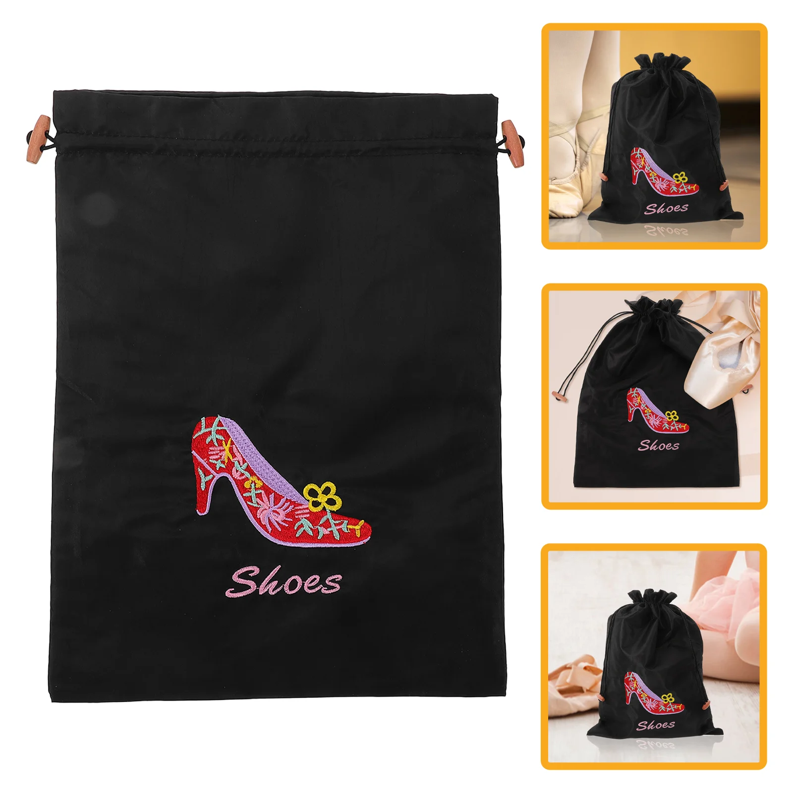 

Pointe Shoe Bag Dance Ballet Carrier Tote Dancing Portable Shoes Imitation Silk Satin