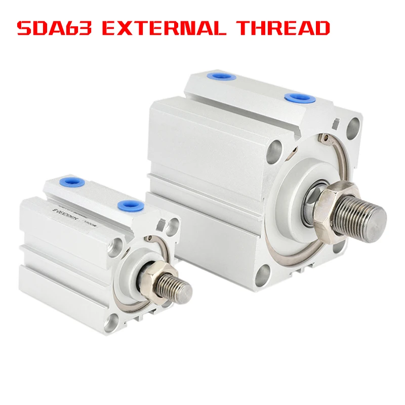 Pneumatic Cylinder SDA63 Series Bore 63mm Stroke 5/10/15/20/-100Bmm Small Square Thin Pneumatic Air Compact Cylinder Outer Teeth