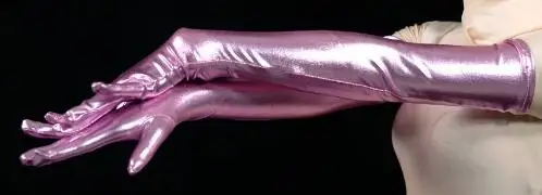 Femme bleu brillant métallique sexy gants fétiche unisexe zentai costume classique costumes d'halloween