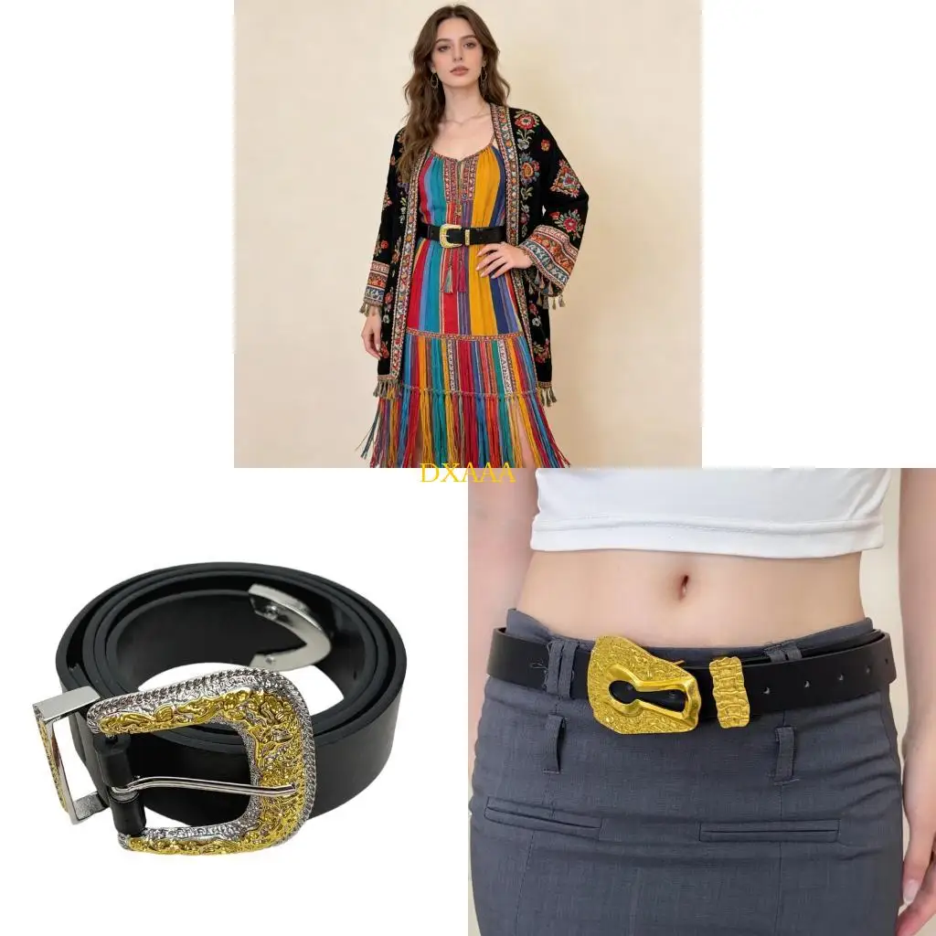 

DXAA Retro Charm Belt Waist Girdle With Faux Leather And Trendy Keyhole Clasp 3 Different Type Waist Deccoration