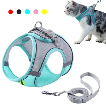 Cat/Small Dog Adjustable Harness & Leash w/Reflective Piping 1
