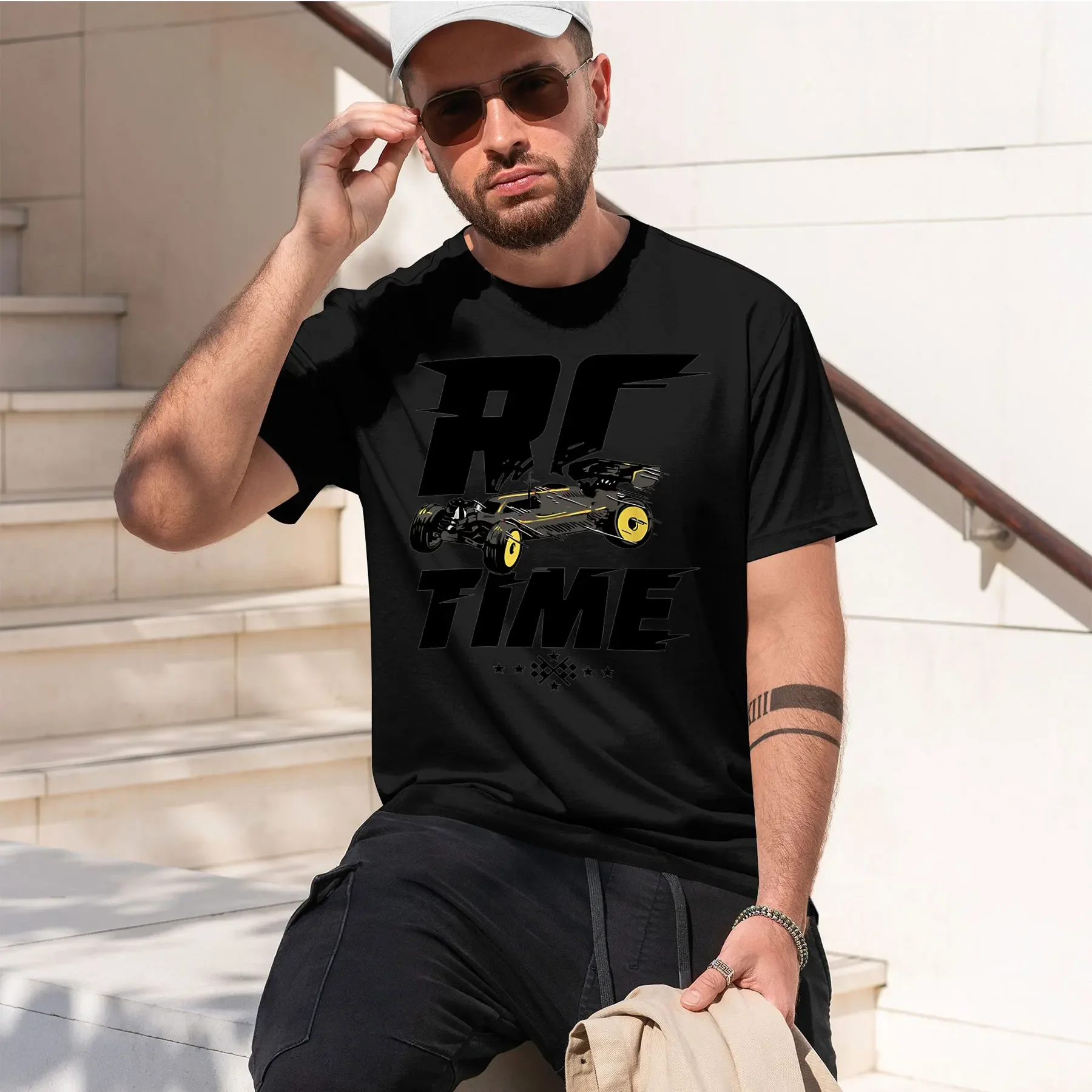 RC TIME 2026 new fashion heavyweight hot selling retro printed pattern fun round neck T-shirt for daily comfort