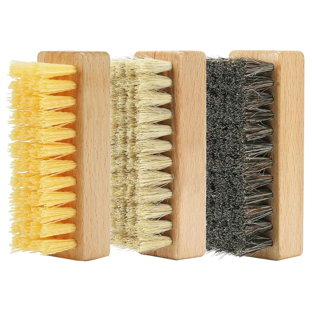 

Shoe Cleaning Brush Set with Nylon, Boar and Horsehair Bristles, Wooden Sneaker Cleaner Brush for Leather, Suede, Canvas, Tex