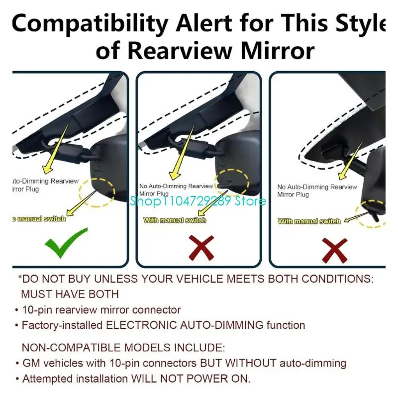 D8KE Plug Play Weatherproof ABS 10Pin Dashcam Adapter Cord Universal Tool Setups