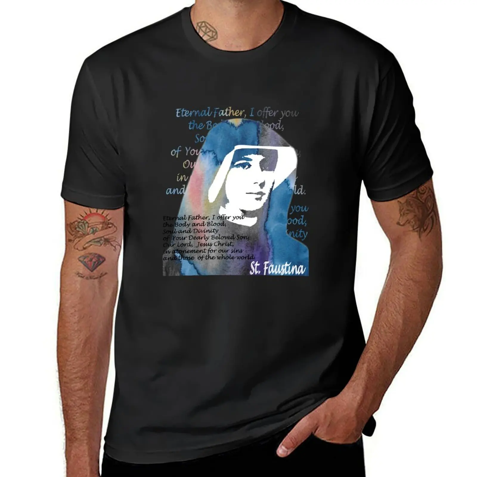 Saint Faustina Kowalska 1 T-Shirt sweat summer tops mens clothes