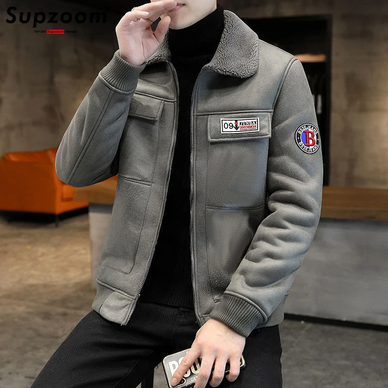 

Supzoom 2022 New Arrival Casual Coats Winter Top Fashion Couple Trend Warm Thickened Large Cashmere Appliques Mens Jackets