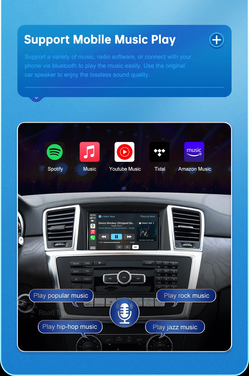 Drahtloses Android Auto für Mercedes Benz ML GL W166 X166 NTG4.5/4.7 2011–2015 mit Carplay-Schnittstelle Mirror Link AirPlay – Detail 12