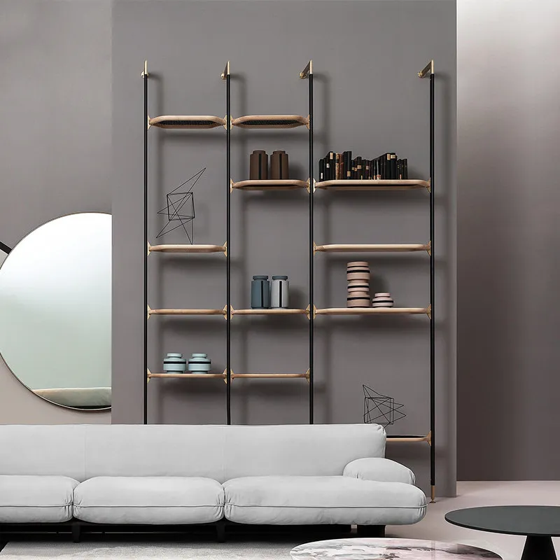 Italian minimalist bookshelf wall designer creative metal multi-layer shelf floor display stand customization